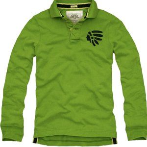 Brand New Mens Muscle Fit Embroidered Polo Long Sleeve T-Shirt Neon Green 98608